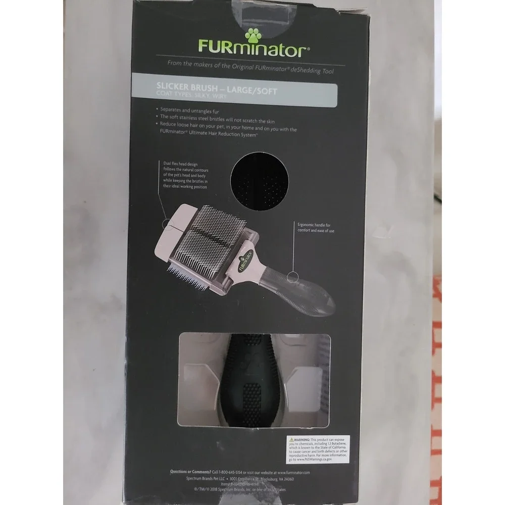 FURminator Large Soft Grooming Slicker Brush, Coat Curly, Silky, Wiry - SEALED!
